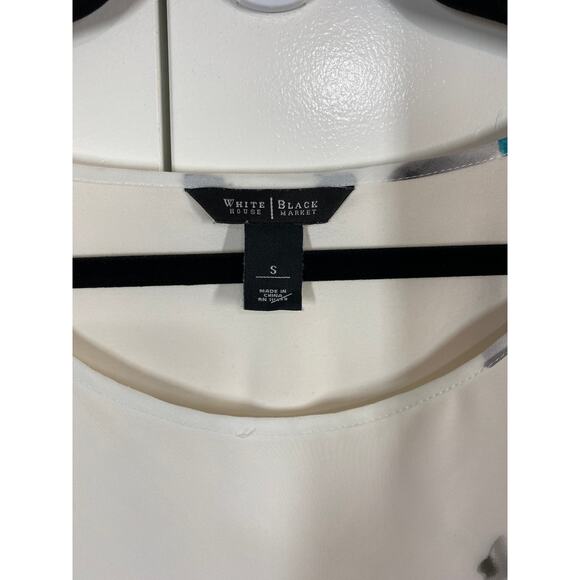 WHBM White Floral Blouson Short Sleeve Blouse Size Small - Picture 3 of 8